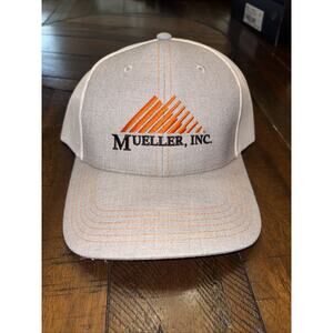 Mueller Inc. Trucker Cap Hat Adjustable Gray Orange And White Poly Cotton (4D)